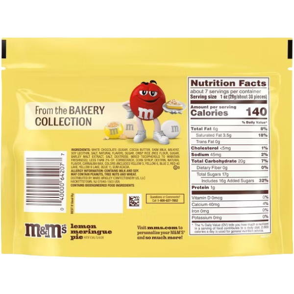 M&M's Lemon Meringue Pie White Chocolate Candy, 7.4 oz