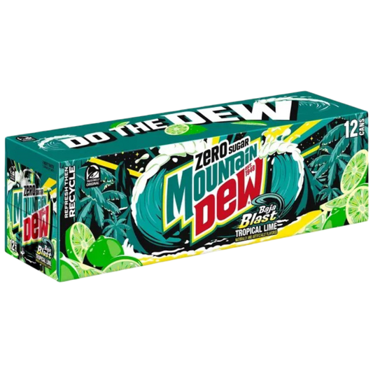 Mountain Dew Baja Blast Zero Sugar Soda, 12 Pack of 12oz Cans
