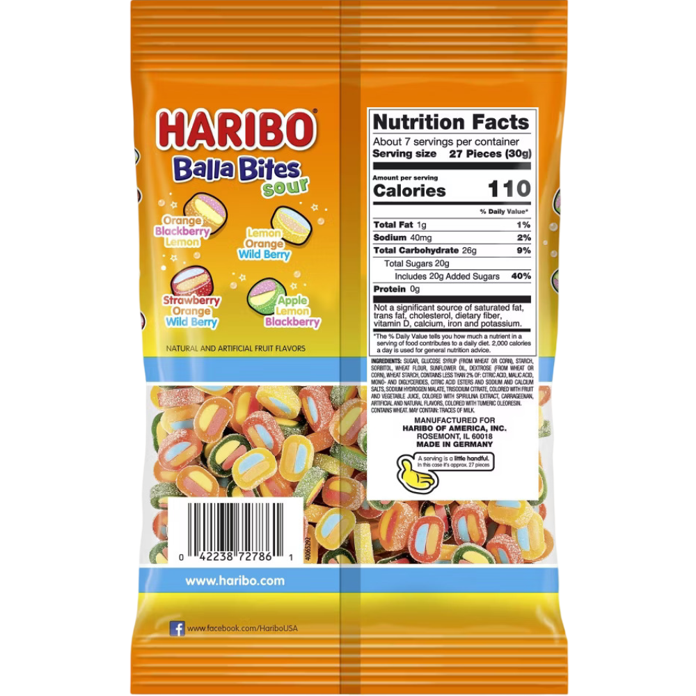 HARIBO Sour Balla Bites Candy, 7 oz