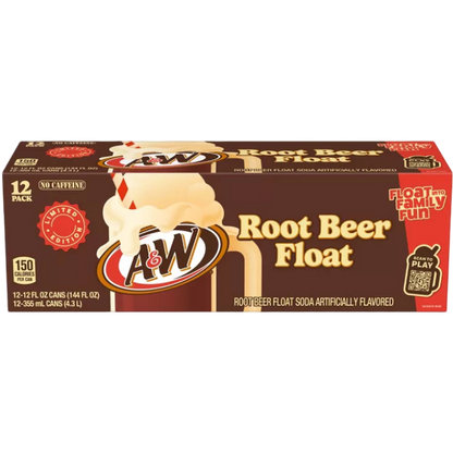 A&W Root Beer Float Soda, 12 Pack of 12 oz Cans