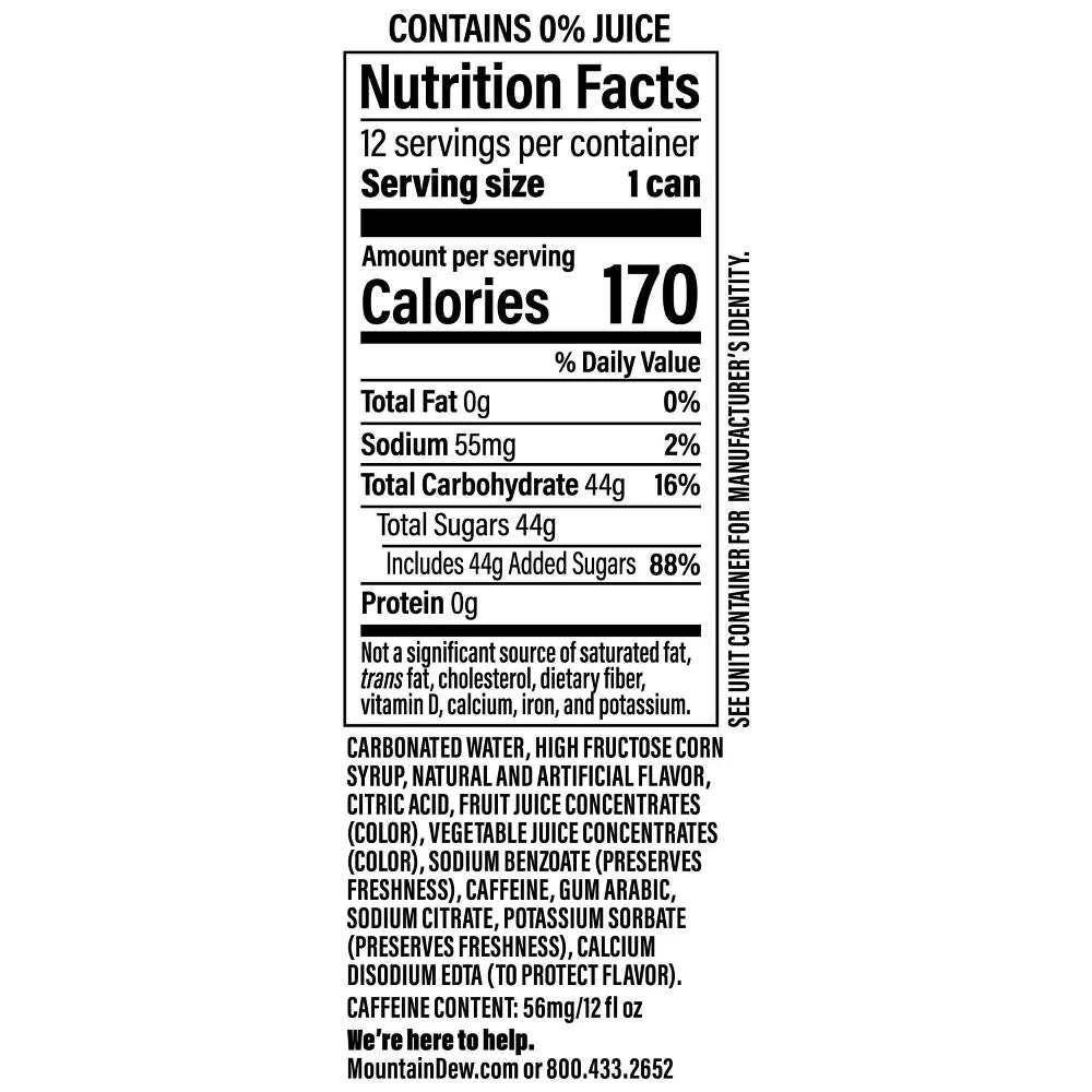 Mountain Dew Baja Cabo Citrus Soda Pop, 12 Pack of 12 fl oz Cans