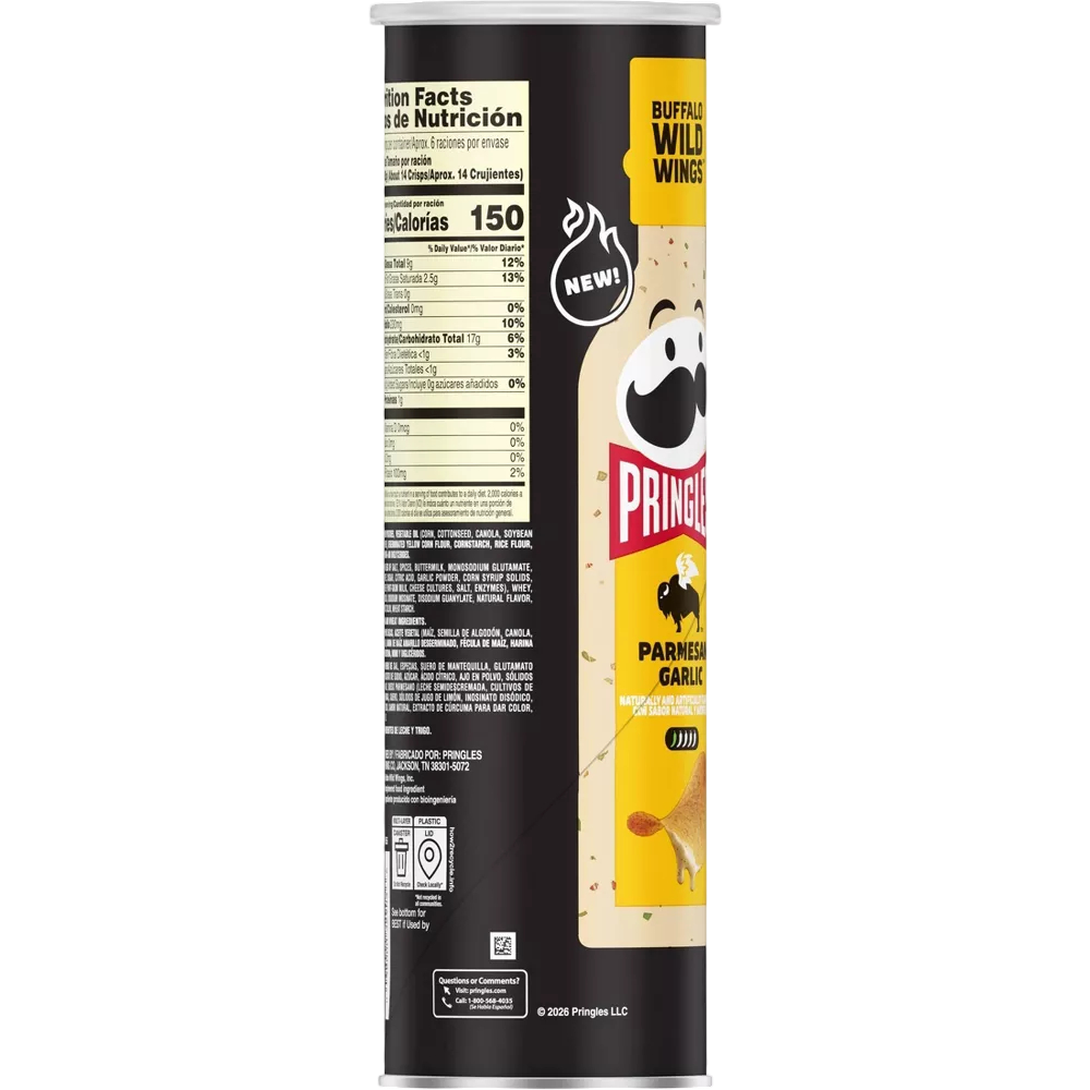 Pringles Buffalo Wild Wings BWW Parmesan Garlic Crisps Chips, 5.5 oz