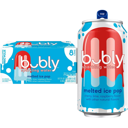 bubly Melted Ice Pop Sparkling Water, 8 Pack of 12oz Cans