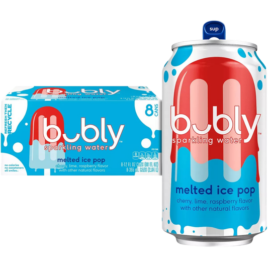 bubly Melted Ice Pop Sparkling Water, 8 Pack of 12oz Cans
