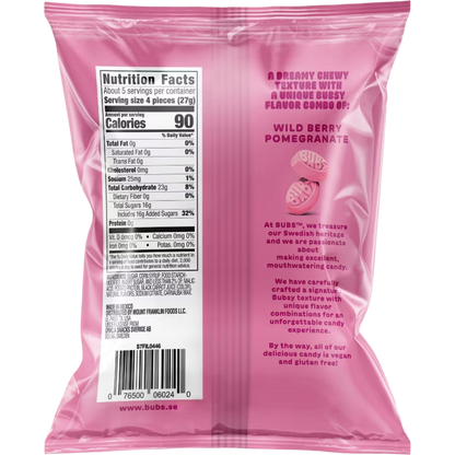 BUBS Swedish Candy Sweet Ovals Wild Berry Pomegranate, 5.5 oz