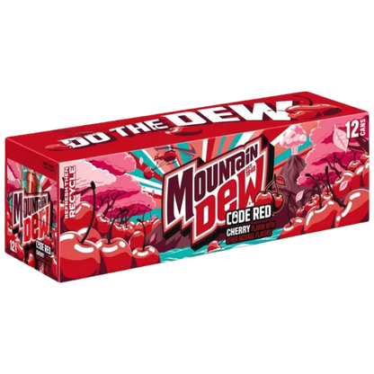 Mountain Dew Code Red Cherry Flavored Soda Pop, 12 Pack of 12oz Cans