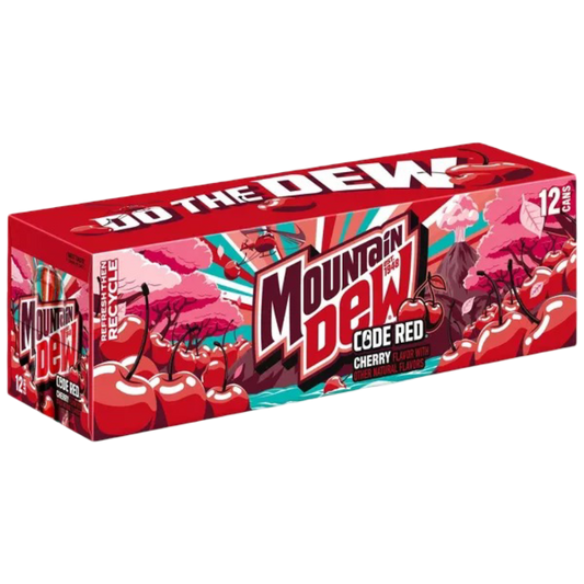 Mountain Dew Code Red Cherry Flavored Soda Pop, 12 Pack of 12oz Cans