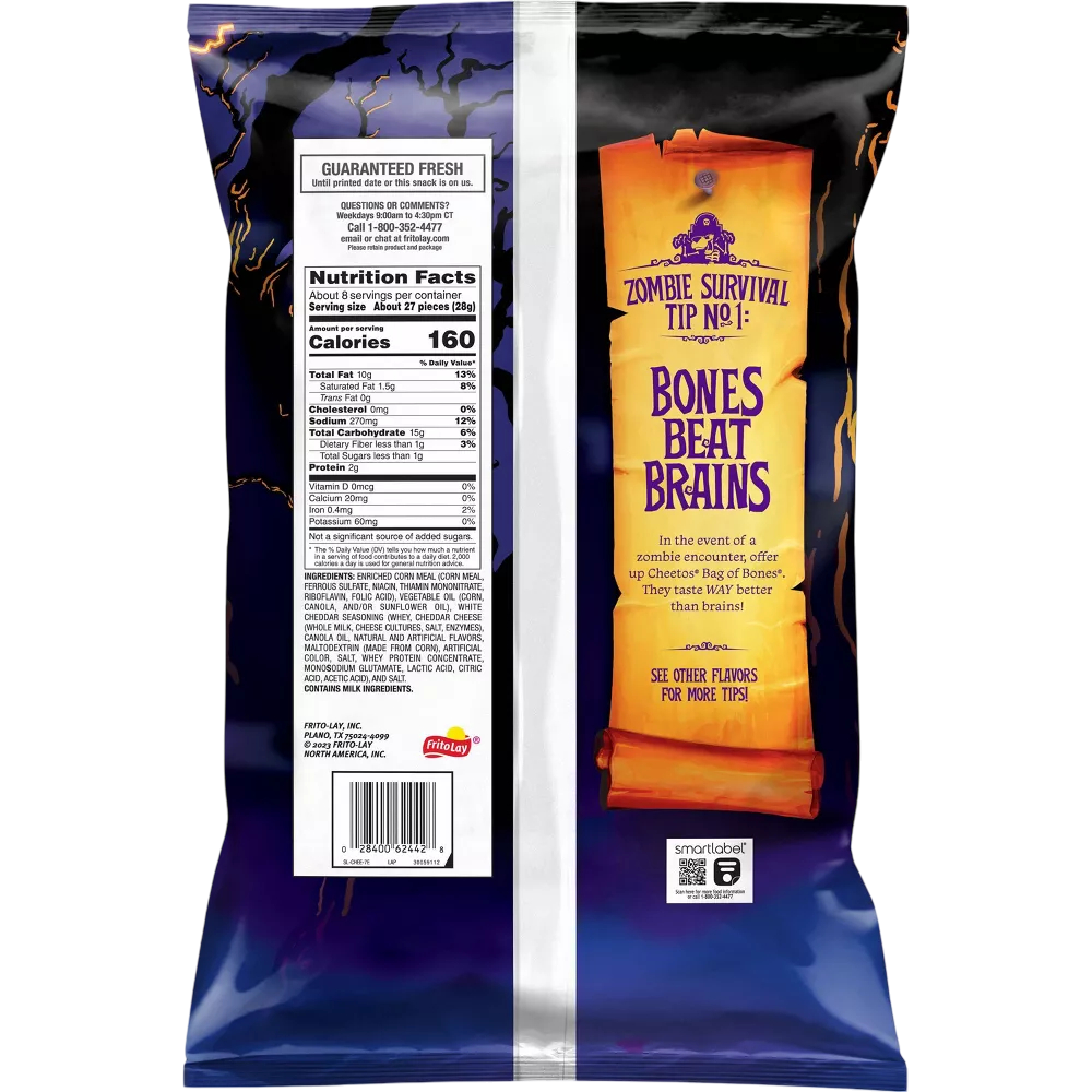 Cheetos Halloween Bag Of Bones White Cheddar Snacks, 8 oz