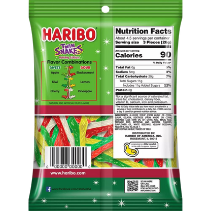 HARIBO Twin Snakes Holiday Edition Gummy Candy 4.0oz
