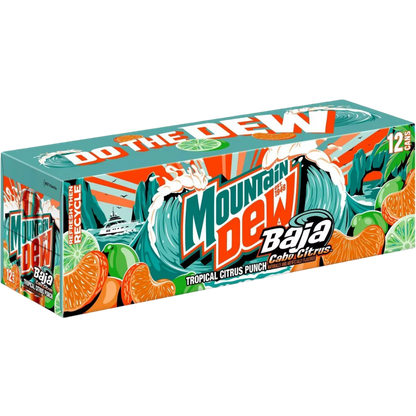 Mountain Dew Baja Cabo Citrus Soda Pop, 12 Pack of 12 fl oz Cans