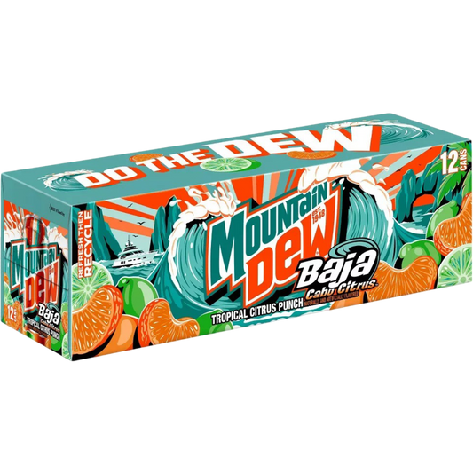 Mountain Dew Baja Cabo Citrus Soda Pop, 12 Pack of 12 fl oz Cans
