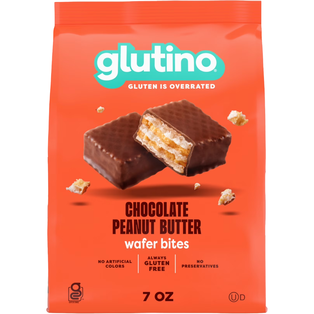 Glutino Chocolate Peanut Butter Wafer Bites Cookies, 7 oz