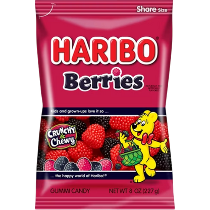 HARIBO Berries Gummy Candy, Share Size, 8 oz