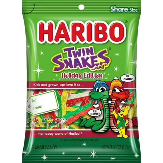 HARIBO Twin Snakes Holiday Edition Gummy Candy 4.0oz