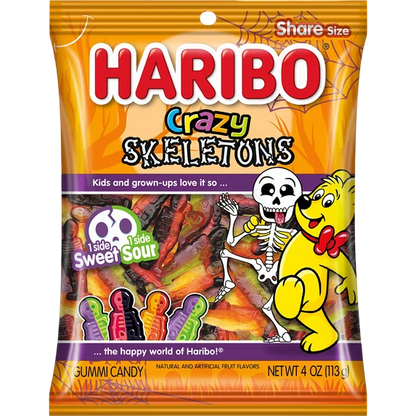HARIBO Crazy Skeletons Halloween Gummy Candy, Share Size, 4oz