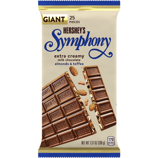 Hershey's Symphony Chocolate Almond Toffee Giant Candy Bar, 7.37 oz