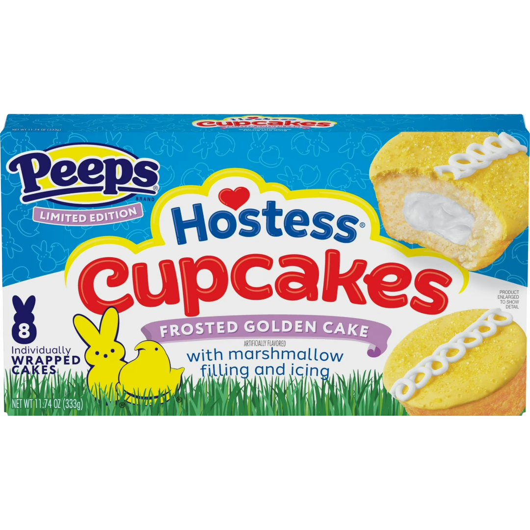 Hostess PEEPS Cupcakes, Frosted Golden Snack Cakes Marshmallow Filling, 11.74 oz