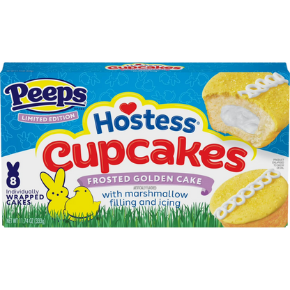 Hostess PEEPS Cupcakes, Frosted Golden Snack Cakes Marshmallow Filling, 11.74 oz