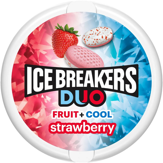 Ice Breakers Duo Fruit Plus Cool Strawberry Sugar Free Mints, 1.3oz
