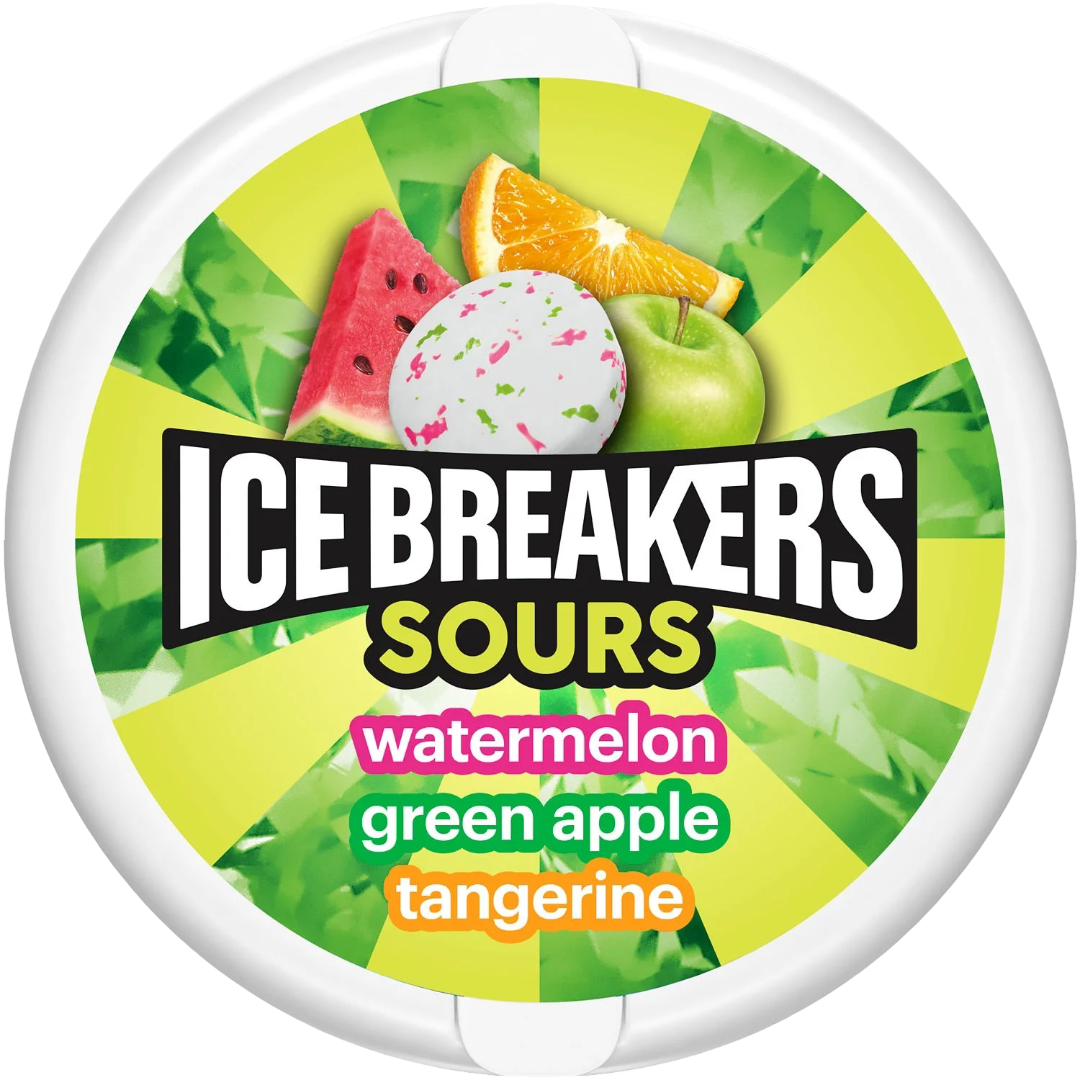 Ice Breakers Sours Assorted Fruit Flavored Sugar Free Mints, 1.5oz