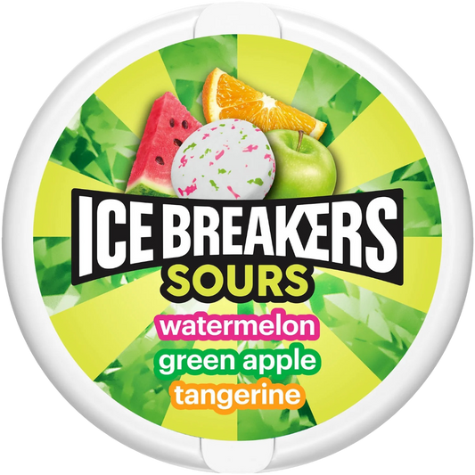 Ice Breakers Sours Assorted Fruit Flavored Sugar Free Mints, 1.5oz