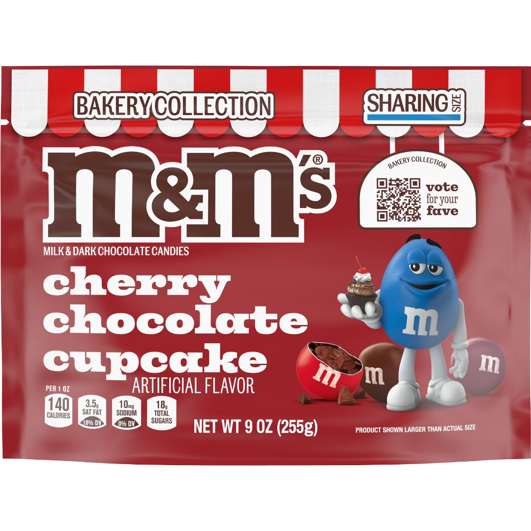 M&M's Cherry Chocolate Cupcake Chocolate Candy, 9 oz