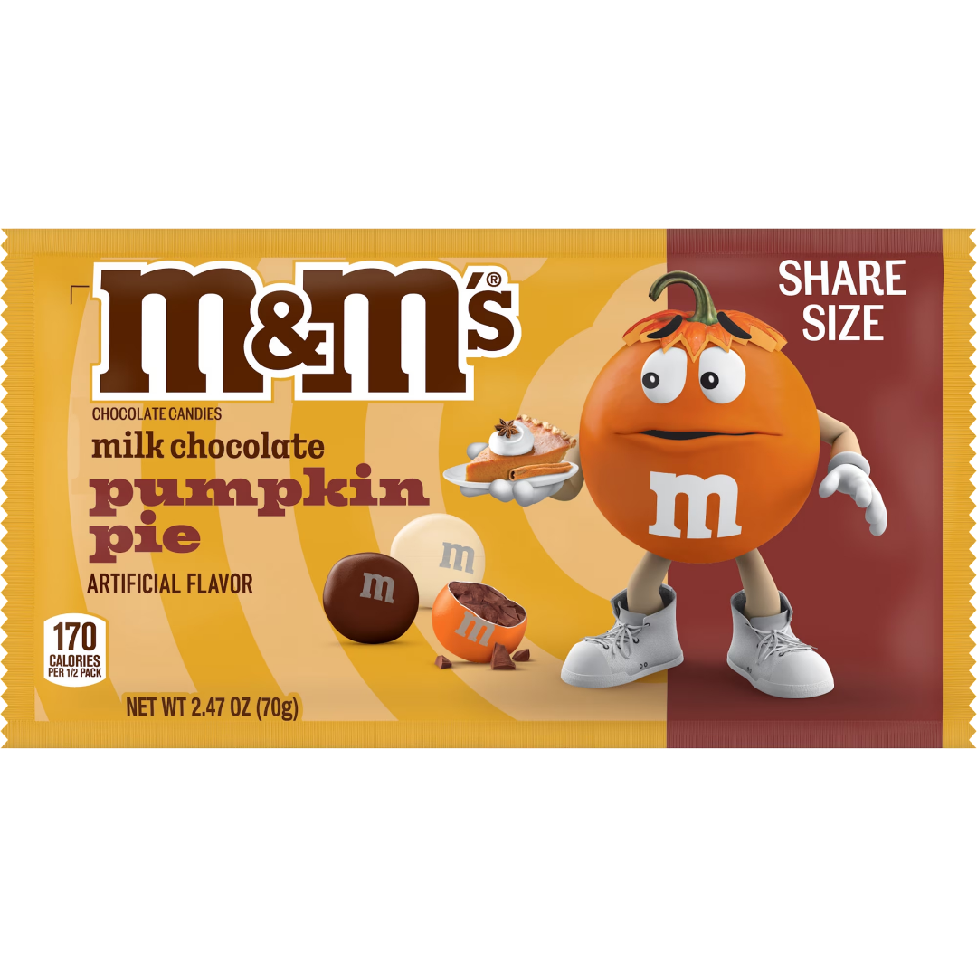 M&M'S Pumpkin Pie Milk Chocolate Candy, Share Size, 2.47 oz