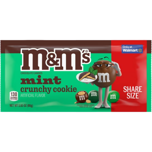 M&M'S Mint Crunchy Cookie Chocolate Candy, Share Size, 2.83 oz