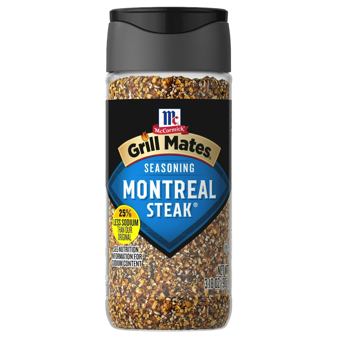 McCormick Grill Mates Gluten Free 25% Less Sodium Montreal Steak Seasoning, 3.18oz