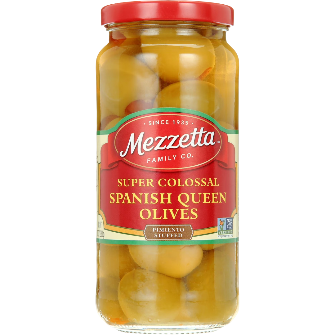 Mezzetta Super Colossal Spanish Queen Olives Pimiento Stuffed, 10 fl oz