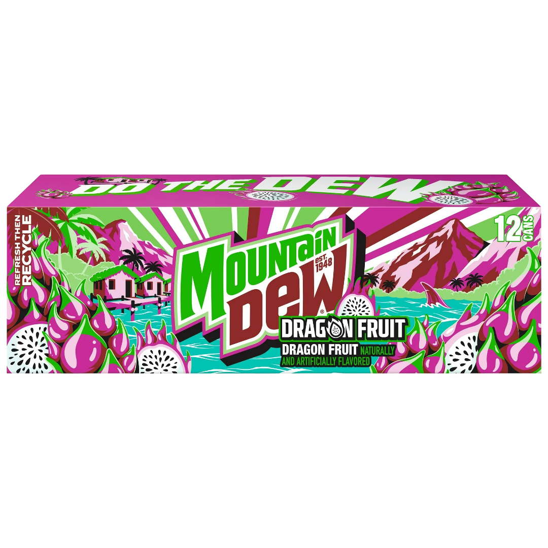 Mountain Dew Dragon Fruit Soda, 12 Pack of 12oz Cans