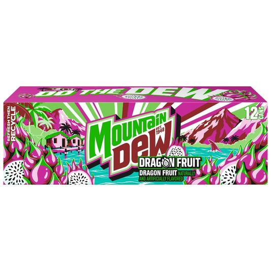 Mountain Dew Dragon Fruit Soda, 12 Pack of 12oz Cans
