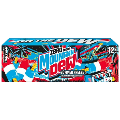 Mountain Dew Summer Freeze Zero Sugar Soda Pop, 12 Pack of 12oz Cans