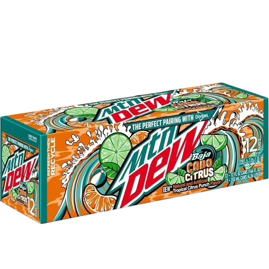 Mountain Dew Baja Cabo Citrus Soda, 12 Pack of 12oz Cans