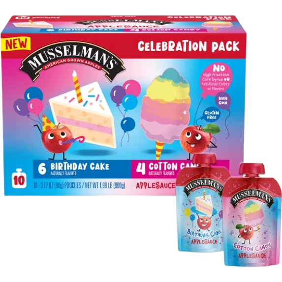 Musselman's Celebration Pack Birthday Cake & Cotton Candy Applesauce, 1.98 lb