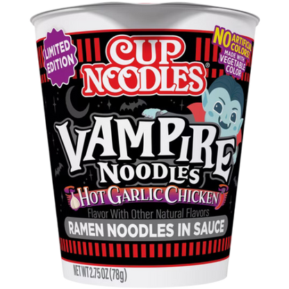 Nissin Cup Noodles Vampire Hot Garlic Chicken Instant Ramen Noodles, 2.75 oz