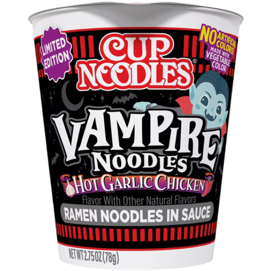 Nissin Cup Noodles Vampire Hot Garlic Chicken Instant Ramen Noodles, 2.75 oz