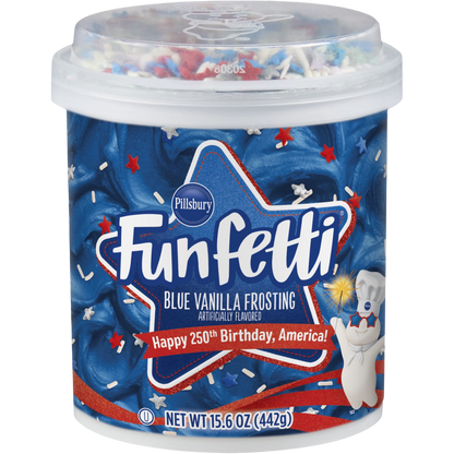 Pillsbury Funfetti Stars and Stripes Blue Vanilla Frosting & Sprinkles, 15.6 oz
