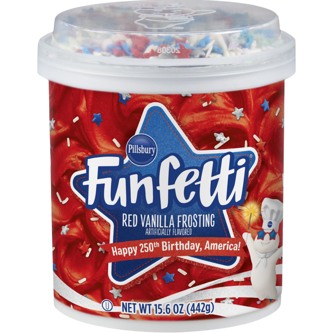 Pillsbury Funfetti Stars and Stripes Red Vanilla Frosting & Sprinkles, 15.6 oz