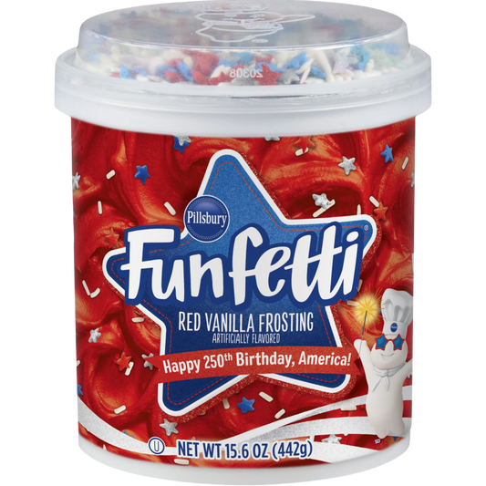 Pillsbury Funfetti Stars and Stripes Red Vanilla Frosting & Sprinkles, 15.6 oz