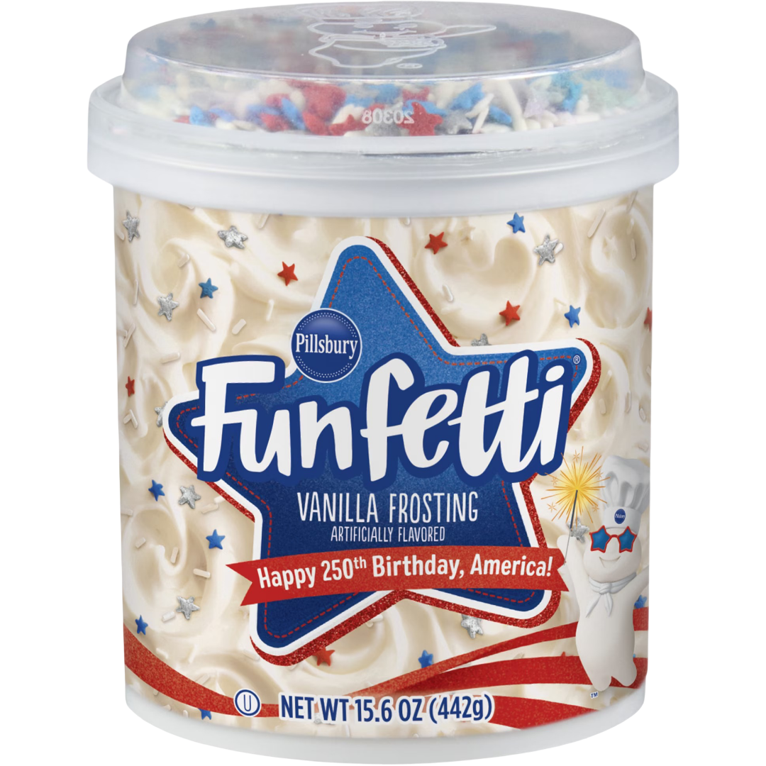 Pillsbury Funfetti Stars and Stripes White Vanilla Frosting & Sprinkles, 15.6 oz