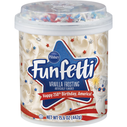 Pillsbury Funfetti Stars and Stripes White Vanilla Frosting & Sprinkles, 15.6 oz