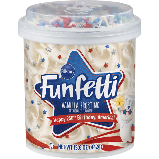 Pillsbury Funfetti Stars and Stripes White Vanilla Frosting & Sprinkles, 15.6 oz
