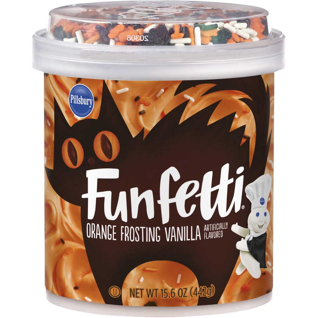 Pillsbury Funfetti Halloween Orange Frosting Vanilla & Sprinkles 15.6oz