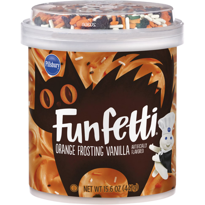 Pillsbury Funfetti Halloween Orange Frosting Vanilla & Sprinkles 15.6oz