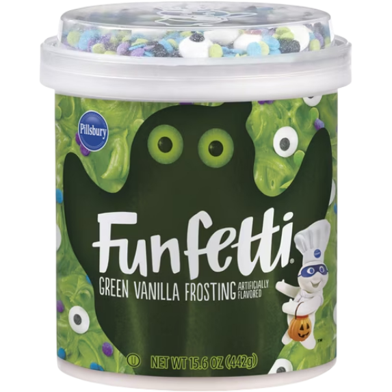 Pillsbury Funfetti Halloween Slime Green Vanilla Frosting & Sprinkles 15.6oz