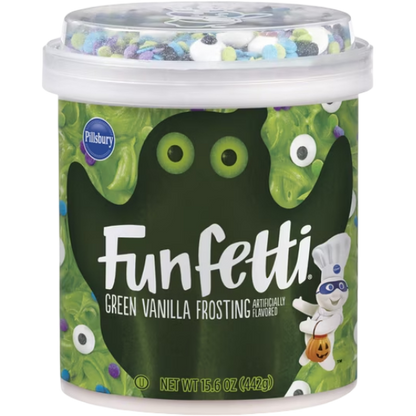 Pillsbury Funfetti Halloween Slime Green Vanilla Frosting & Sprinkles 15.6oz