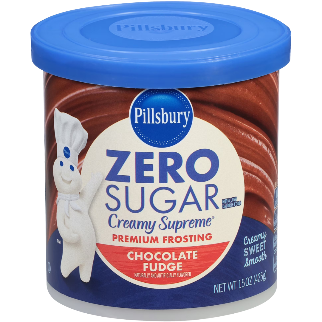 Pillsbury Zero Sugar Creamy Supreme Chocolate Fudge Flavored Premium Frosting, 15 oz
