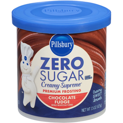 Pillsbury Zero Sugar Creamy Supreme Chocolate Fudge Flavored Premium Frosting, 15 oz