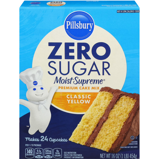 Pillsbury Zero Sugar Moist Supreme Yellow Premium Cake Mix, 16 oz